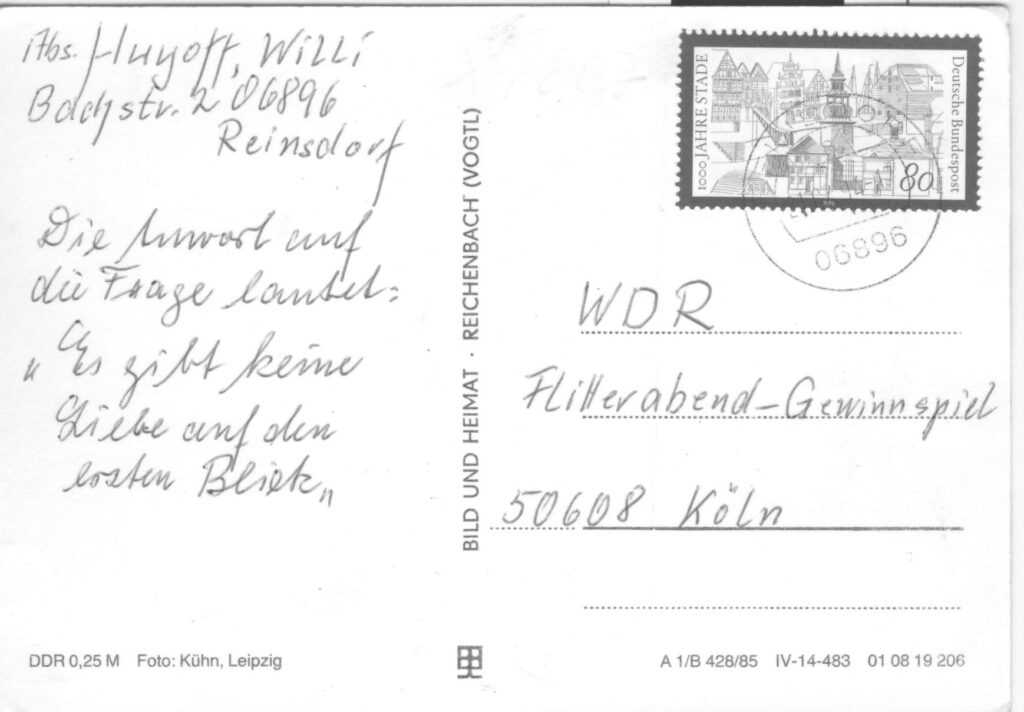 Postkarte1 Lehrer Huyoff Dobien 1986