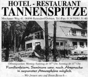 Dobien - in Dobiener Zeitungsschnipsel/Hotel Tannenspitze